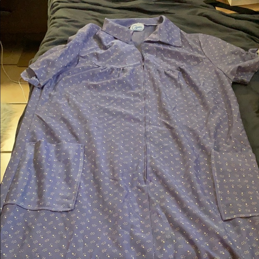 Purple quarter zip nightgown with pockets